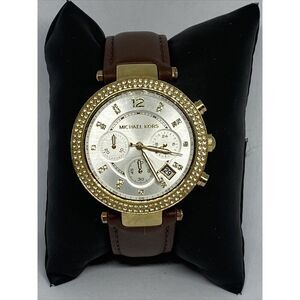 Michael Kors MK6119 Women's Brown Leather White Analog Dial Quartz Watch QB545